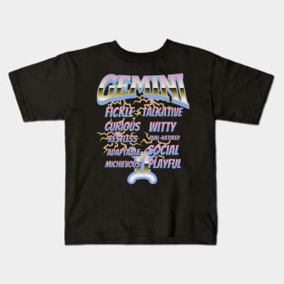 Gemini Retro 90s Band Zodiac Birthday Traits Lightning Kids T-Shirt